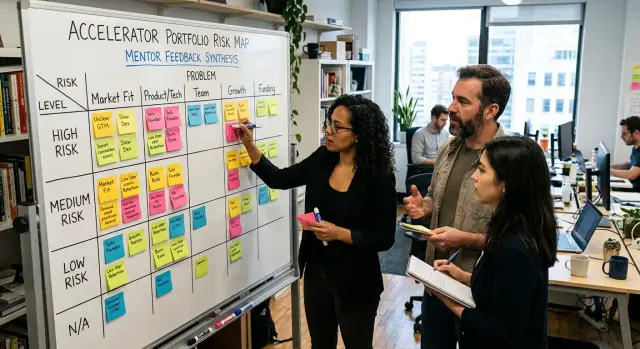 Portfolio risk map for accelerators from mentor feedback