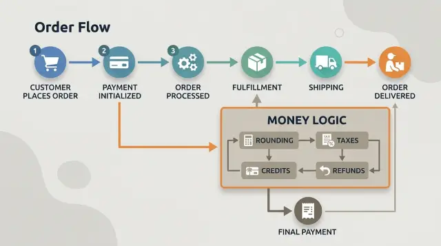 Money logic module: keep taxes and refunds out of order code