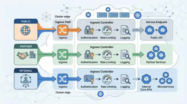Kubernetes ingress split for public, partner, and internal