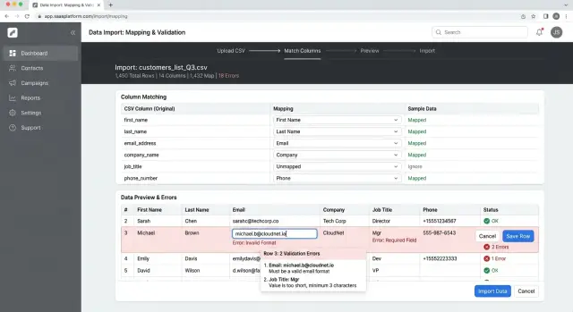 Data import mapping screen to cut custom import work