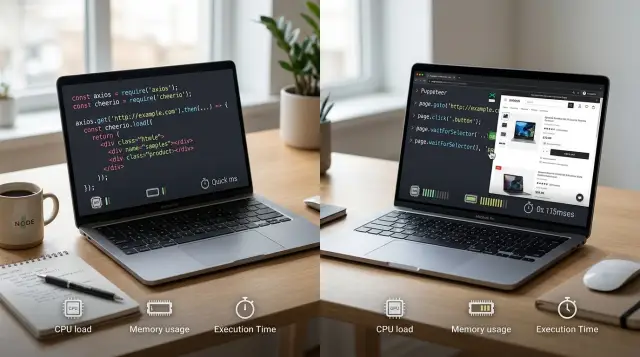 Node.js scraping libraries: parse HTML or use a browser