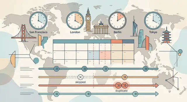 Timezone bugs in global products: cron drift and fixes