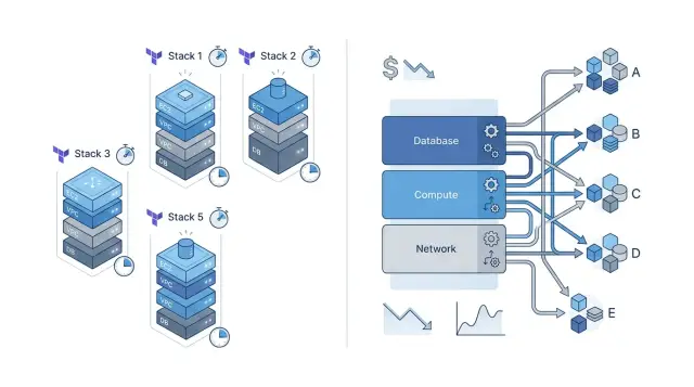 Terraform modules vs plain stacks for a five service startup