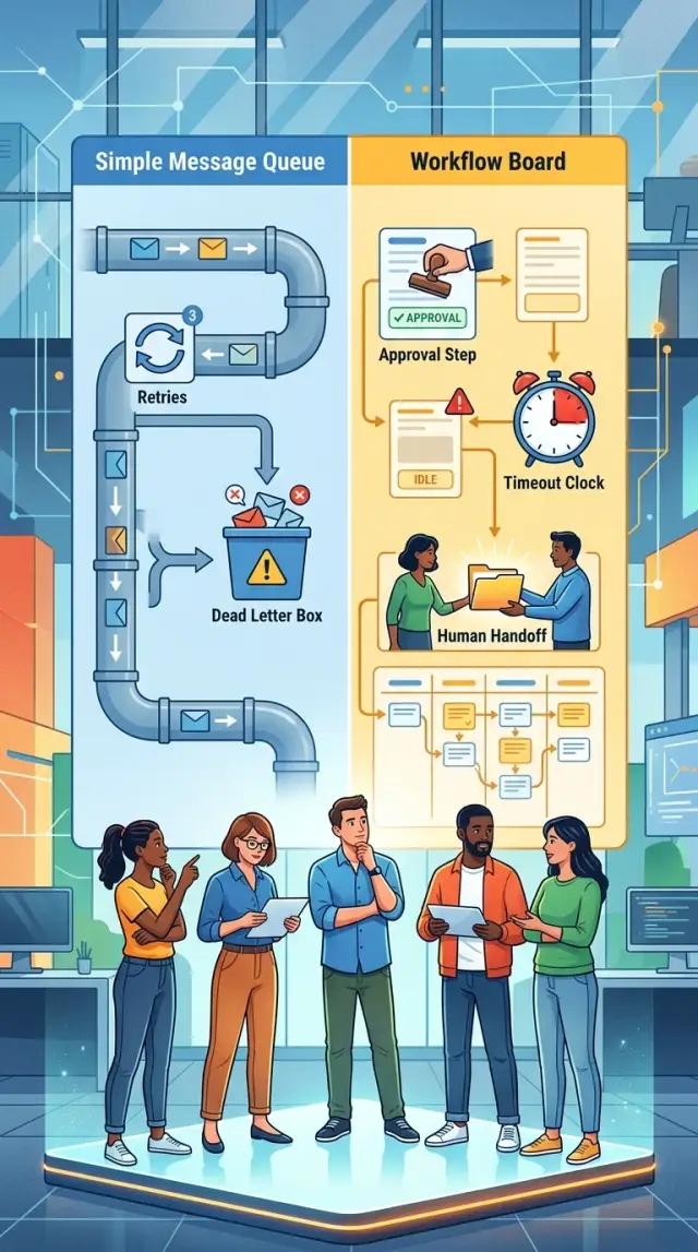 Queue library vs workflow engine for real business flows