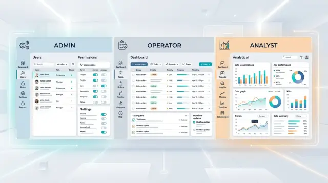 Admin, operator, and analyst flows: when to split them