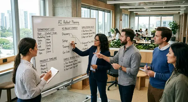 AI rollout plan by department that avoids staff pushback