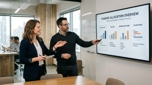 Engineering use-of-funds slide for startup fundraising