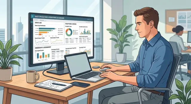 Daily operations view from system events for managers