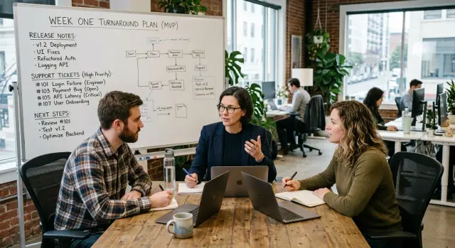 Technical turnaround plan for the first week in a startup