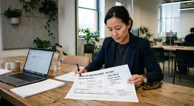 CTO prep for investor meetings: architecture and roadmap
