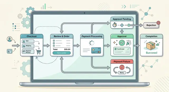 State machines in React for checkout and approval flows