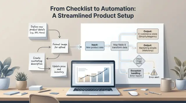 Product setup checklist that becomes an automation spec