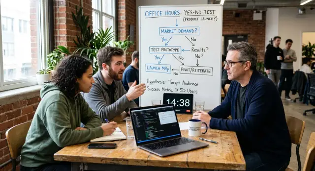 Technical office hours for startups that lead to decisions