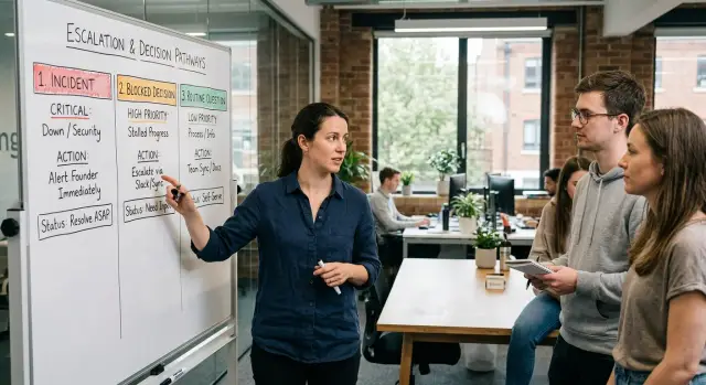 Escalation path for technical founders that stays calm