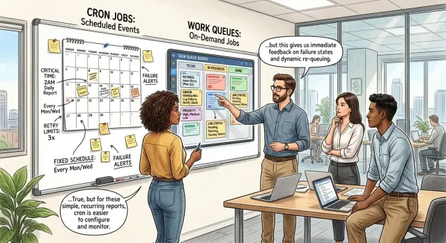 Queue vs cron job: when a scheduled task is enough