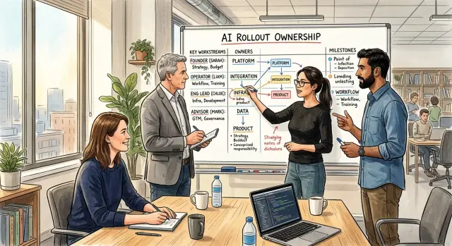 Who should own the AI transition program in a startup?
