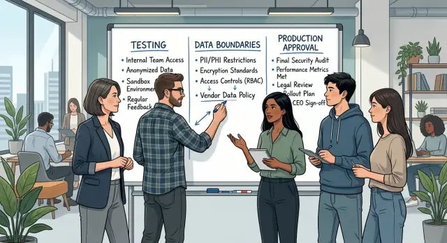 Model access control in a company: who tests and approves