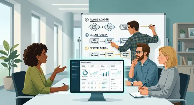 Route loaders vs client queries vs server actions in admin apps