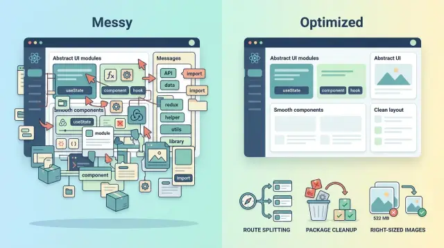 React bundle optimization for apps that grew helper by helper