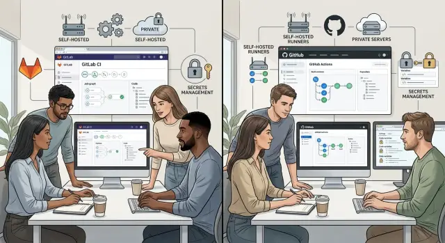 GitLab CI vs GitHub Actions for lean self-hosted teams