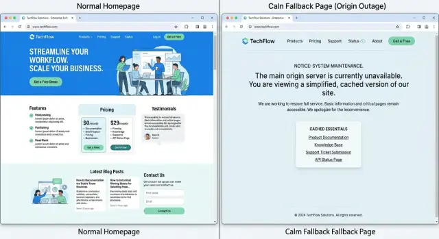 CDN failover pages that keep your site useful in outages