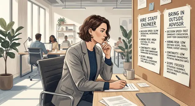 Staff engineer vs outside advisor: how founders choose