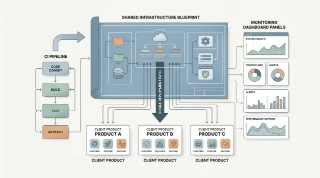 Shared infrastructure for client products without tool chaos