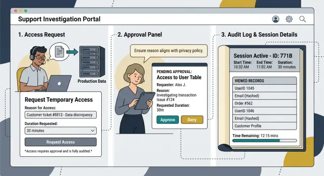 Audit access to production data during support work