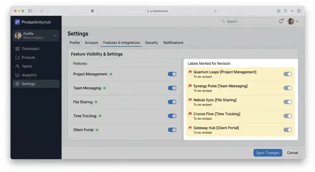 Feature naming rules for labels users understand fast