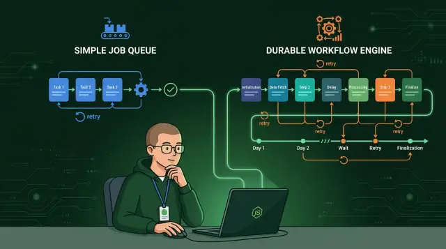 Node.js queues vs workflow engines when durable workflows pay off