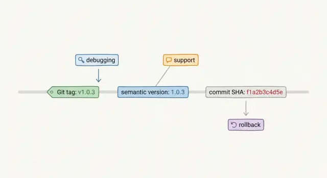 Git tags vs semantic versions vs commit SHA releases