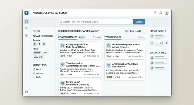Hybrid search with filters for B2B knowledge bases