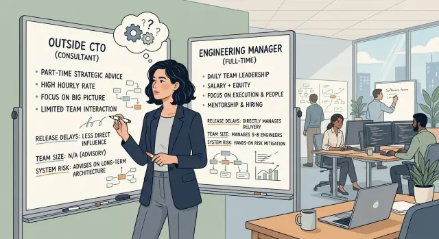 Outside CTO vs engineering manager: which hire fits?