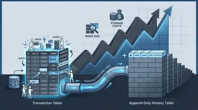 Postgres write amplification from audit trails in growing apps