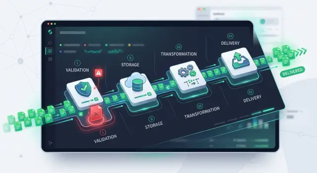 B2B file processing pipeline that isolates bad uploads