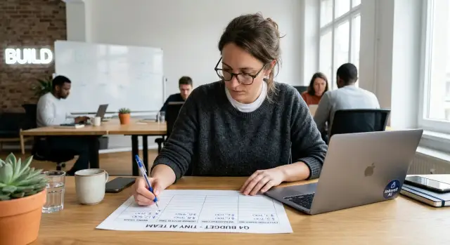 AI software team budget model for small startup teams