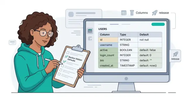Database default values that age badly in growing apps