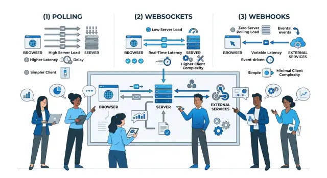Polling, WebSockets, or webhooks for product updates
