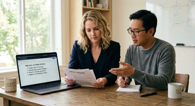 Startup technical review calls that respect founder time
