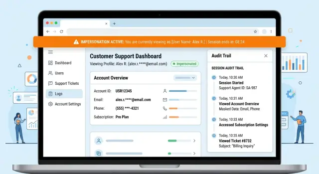User impersonation for support with clear traceability