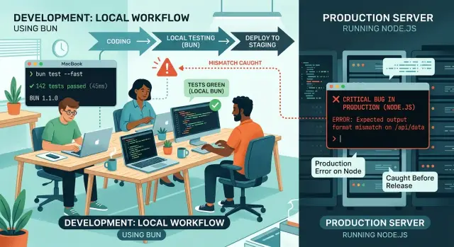 Node.js vs Bun: when the split helps and when it hurts