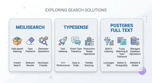 Meilisearch vs Typesense vs Postgres for app search