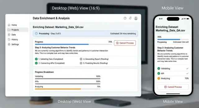 Long running job status design that cuts support tickets