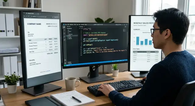 Go PDF libraries for invoices, reports, and exports