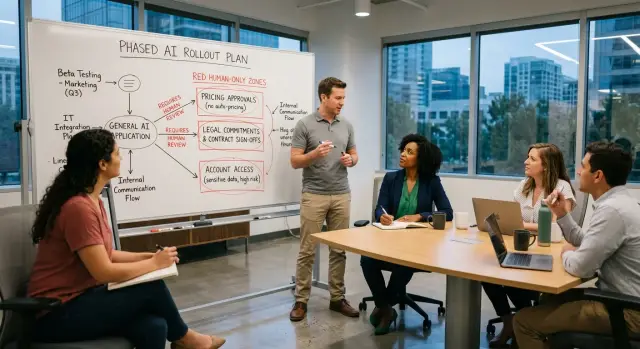 AI rollout guardrails for pricing, legal, and access