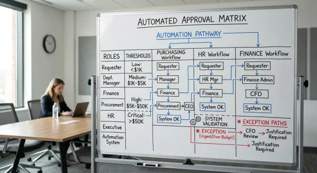 Approval matrix for automation in purchasing and HR