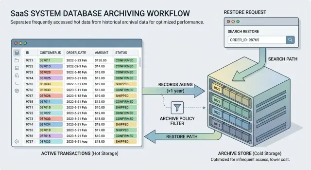 Database archiving strategy for keeping hot tables fast