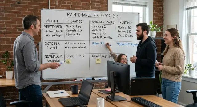 Package update calendar for small teams that works