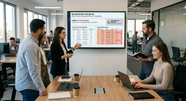 Dry-run mode for AI workflows before they touch records