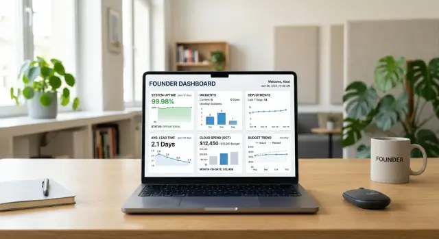 Technical operations dashboard for founders